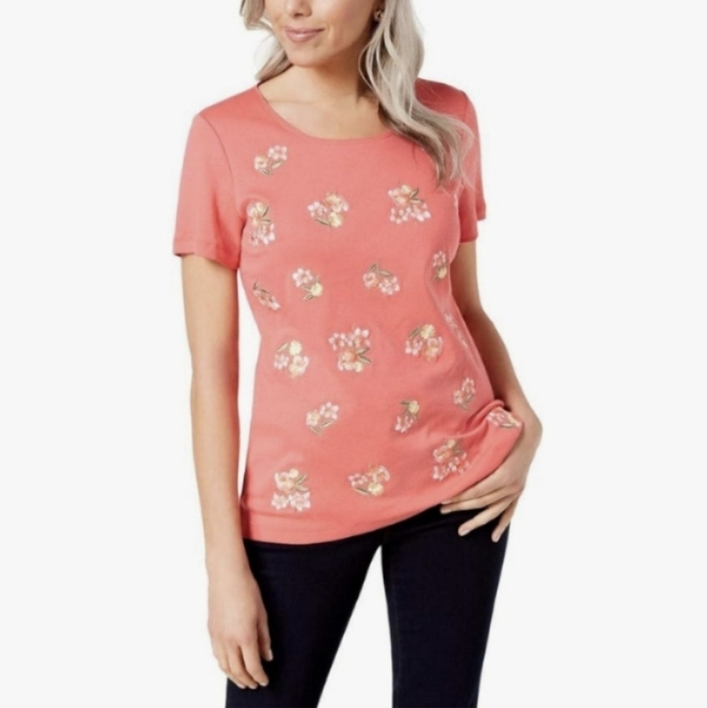 Karen Scott Floral Short Sleeve Tee